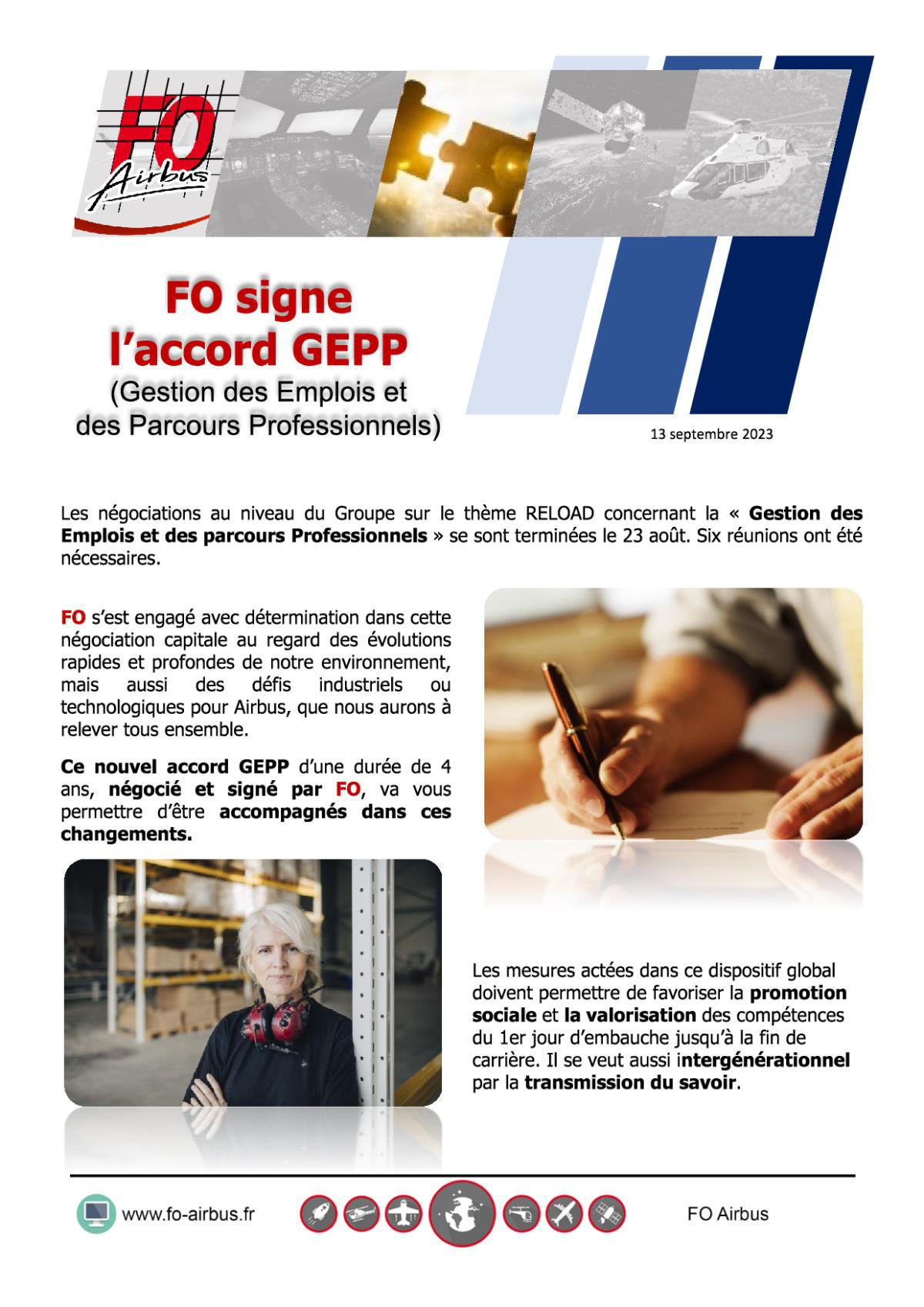 FO signe l'accord GEPP (Gestion des Emplois et des Parcours Professionnels)