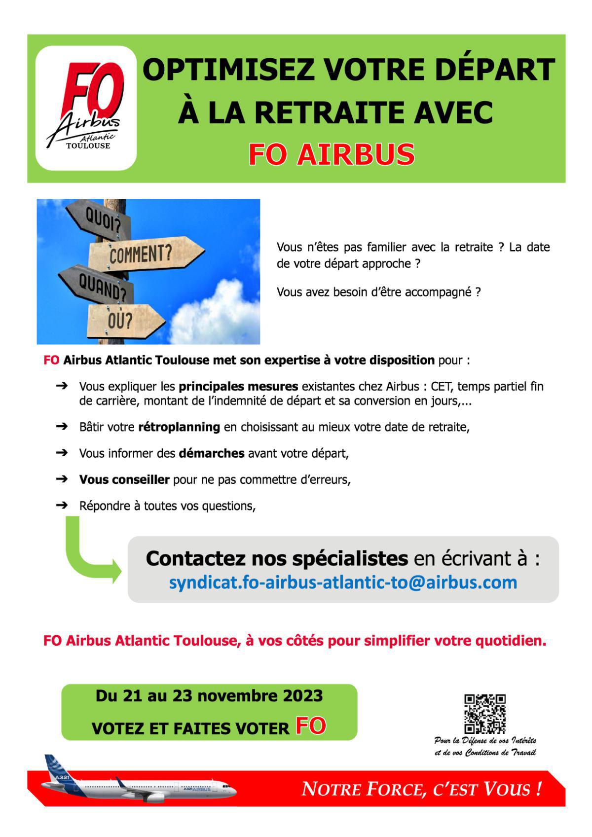 Election 2023 : Optimisez votre départ à la retraite avec FO Airbus