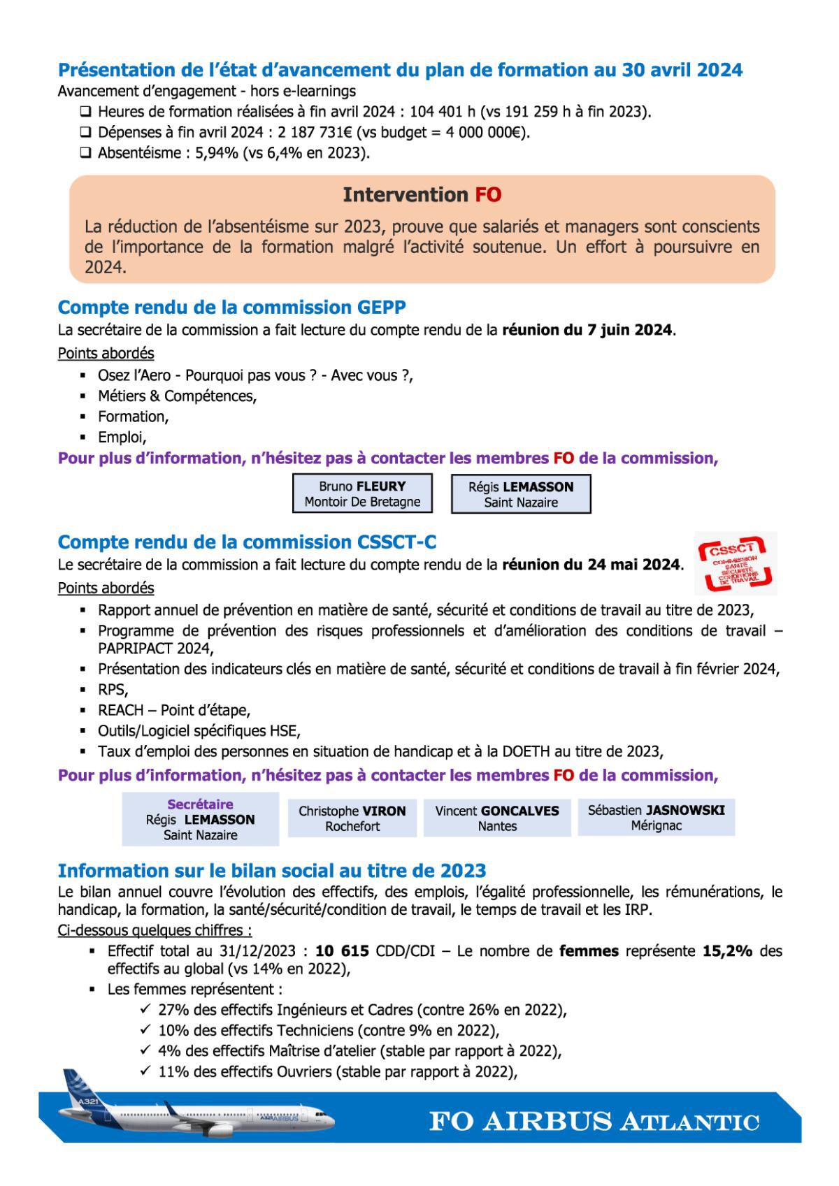 Flash Info : CR Succinct du CSE-C du 14 juin 2024