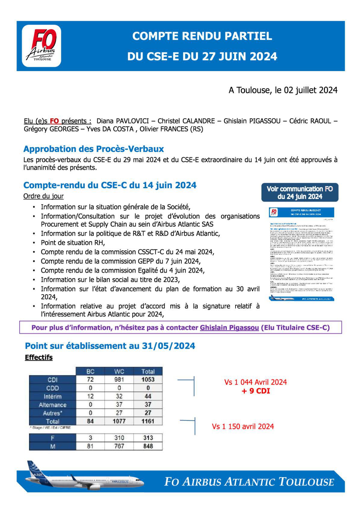 Flash Info : Compte Rendu Partiel des CSE-E du 27 et 28 juin 2024