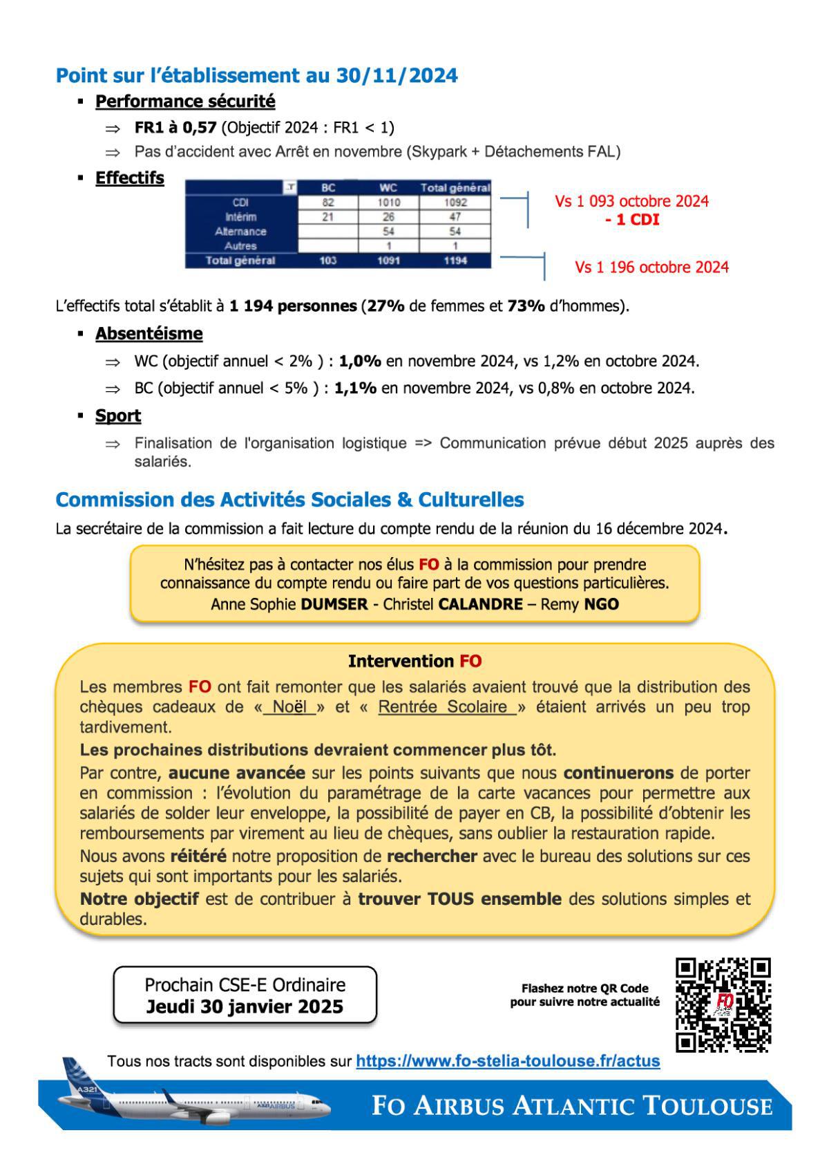 Flash Info : Compte Rendu Partiel du CSE-E du 18 décembre 2024