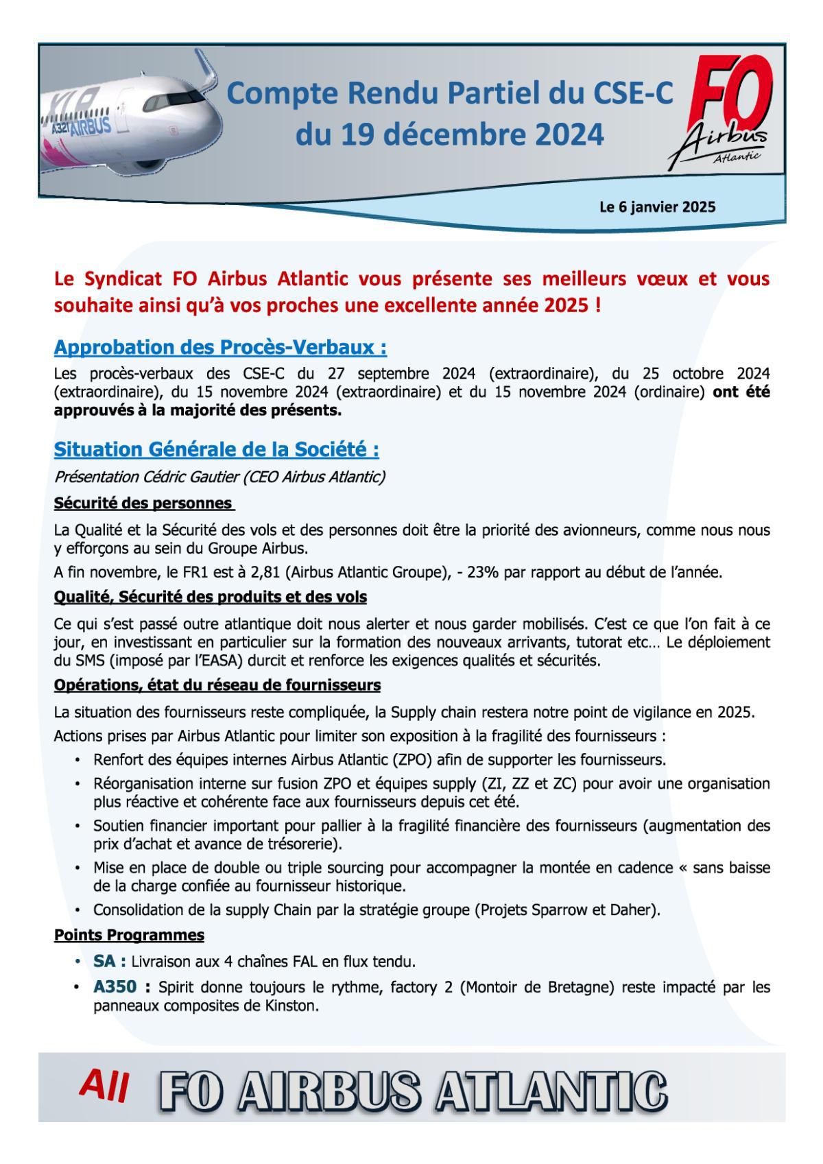 Flash Info : CR Partiel du CSE-C du 19 décembre 2024 