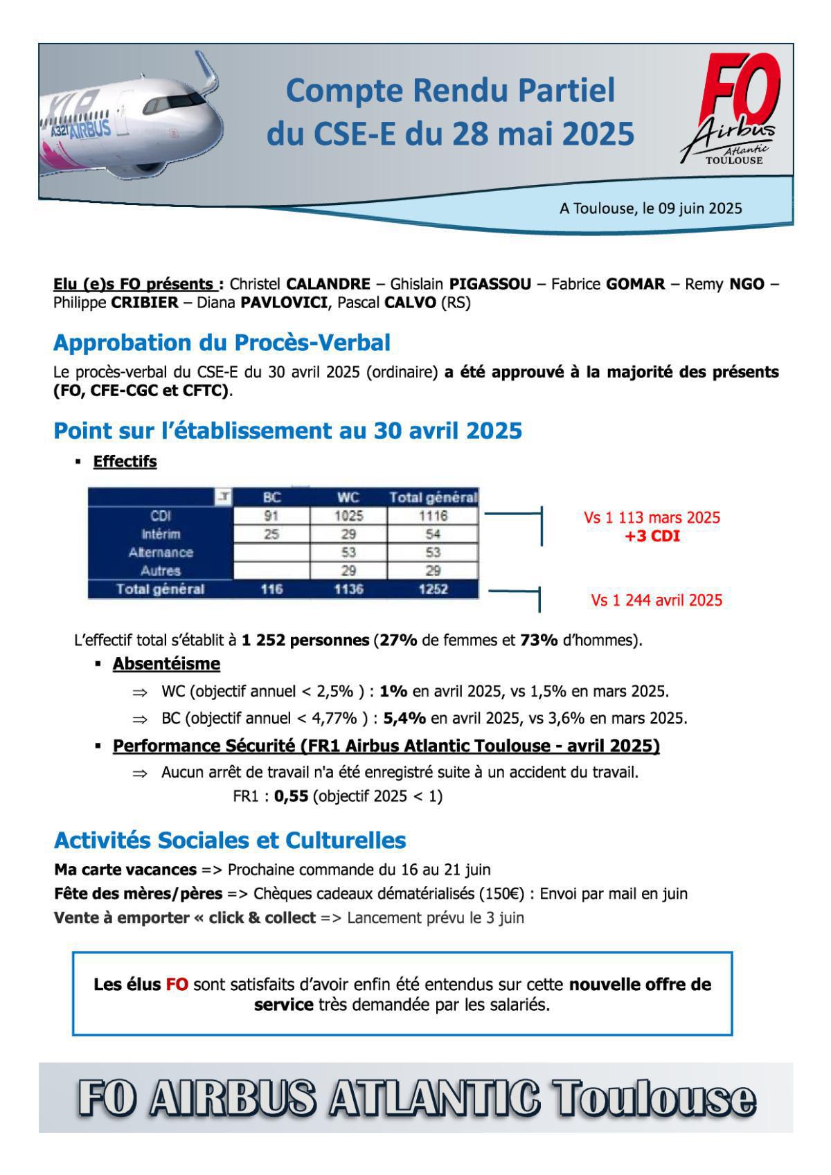 Flash Info : Compte Rendu Partiel du CSE-E du 28 mai 2025