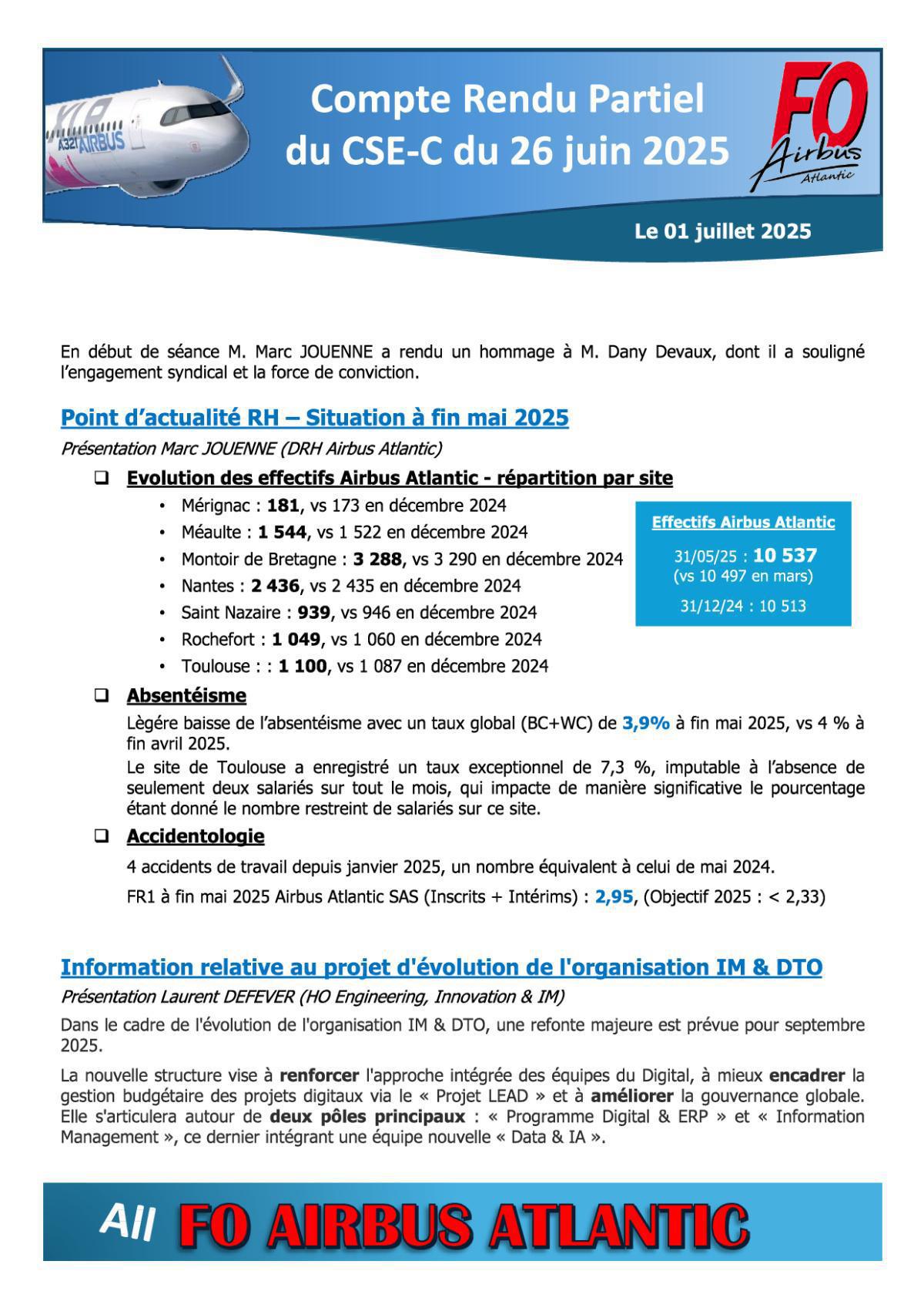 Flash Info : CR Partiel du CSE-C du 26 juin 2025