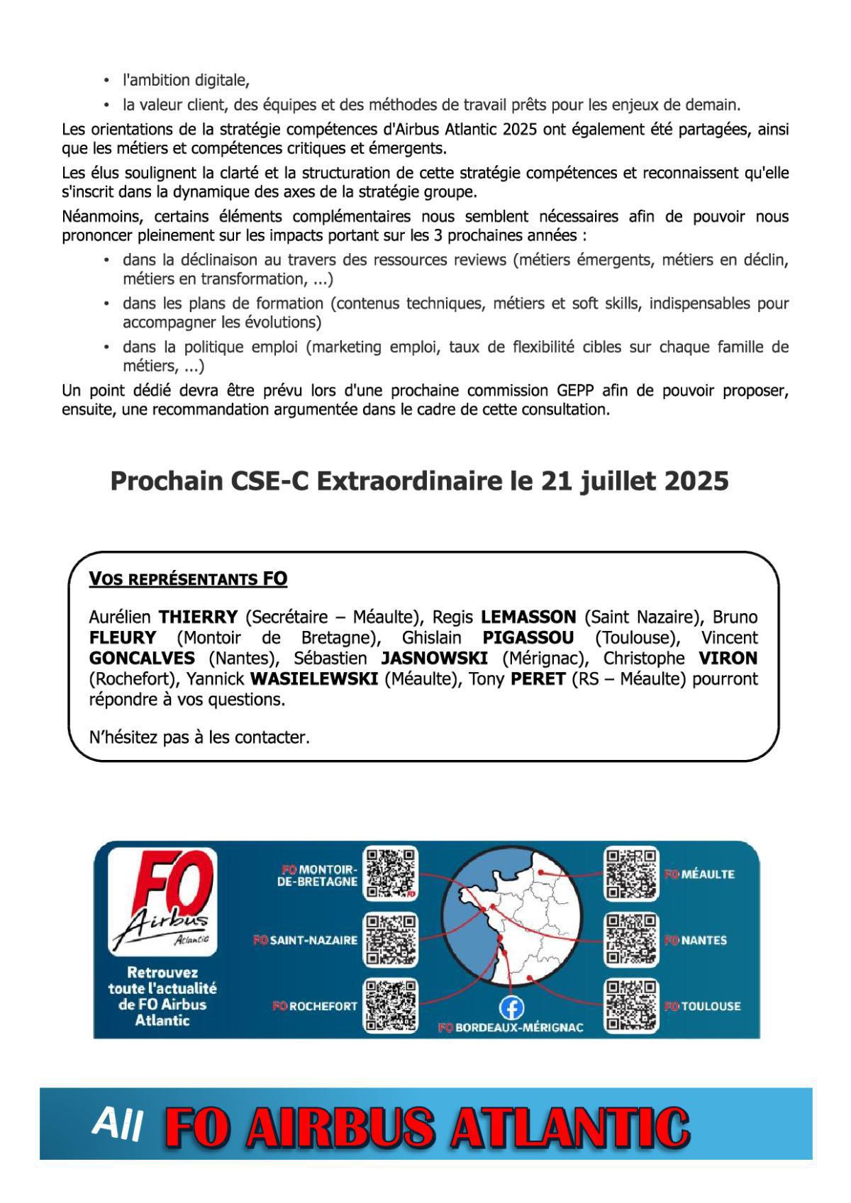 Flash Info : CR Partiel du CSE-C du 26 juin 2025