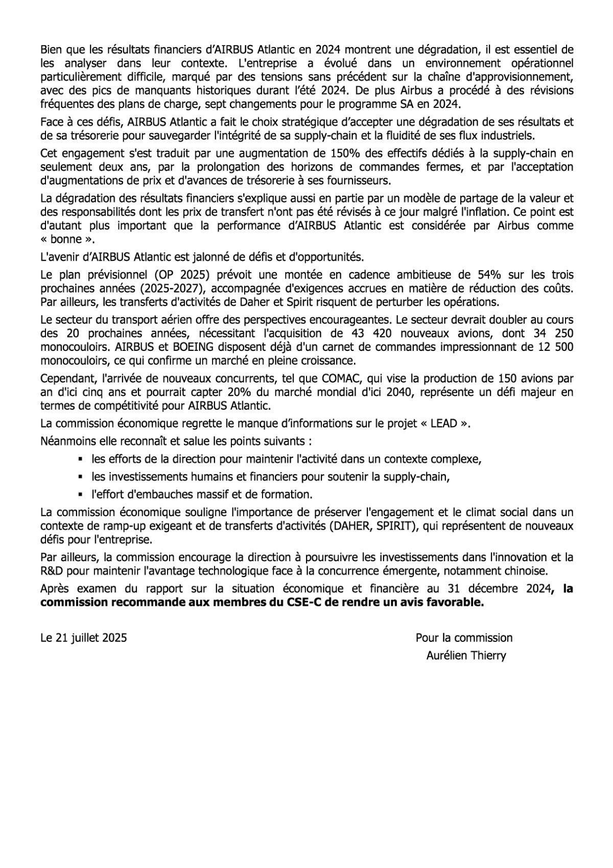 Flash Info : CR Partiel du CSE-C Extraordinaire du 21 juillet 2025