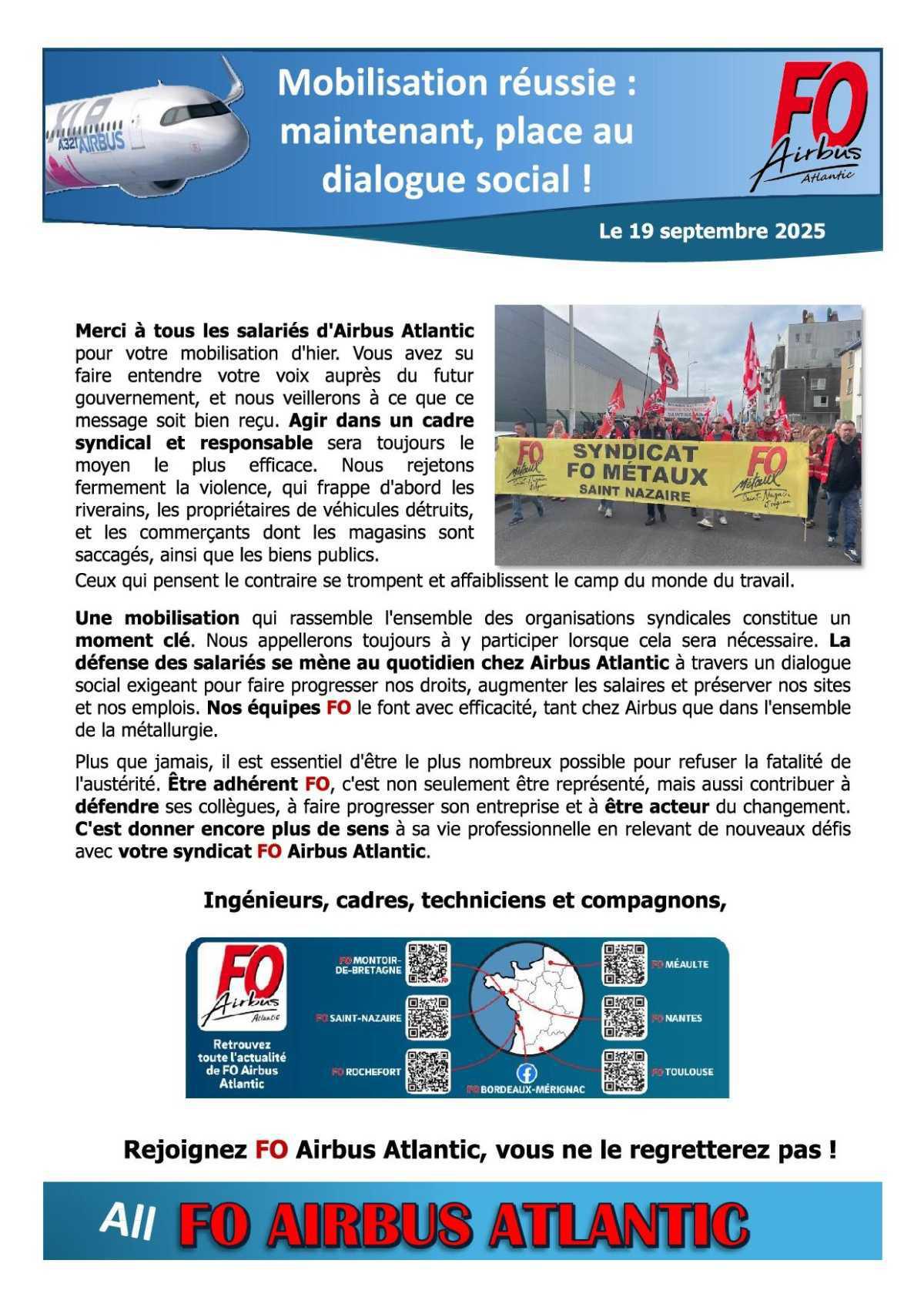 Mobilisation réussi : Maintenant, place au dialogue social !