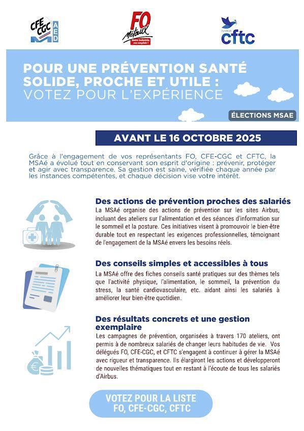 Elections MSAE (avant le 16 octobre 2025) - Votez pour la liste FO, CFE-CGC et CFTC
