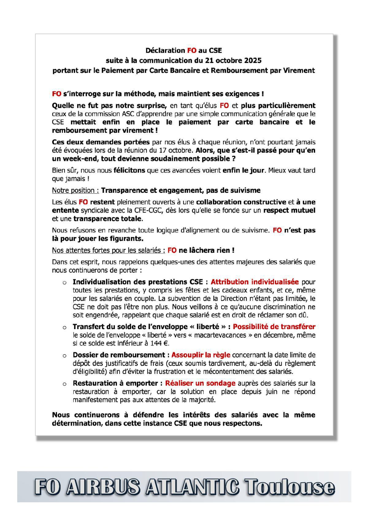 Flash Info : Compte Rendu Partiel du CSE-E du 30 octobre 2025