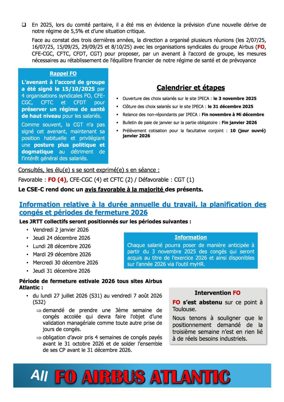 Flash Info : CR Partiel du CSE-C Ordinaire du 14 novembre 2025