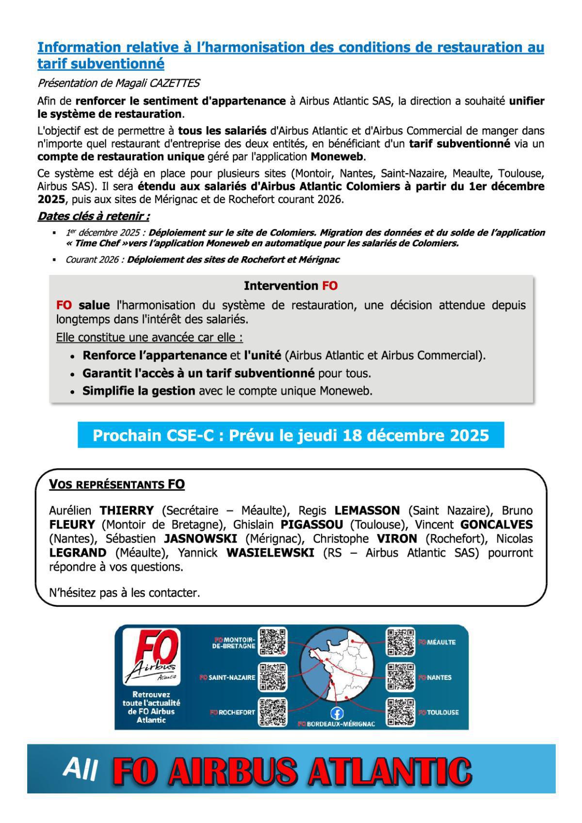 Flash Info : CR Partiel du CSE-C Ordinaire du 14 novembre 2025