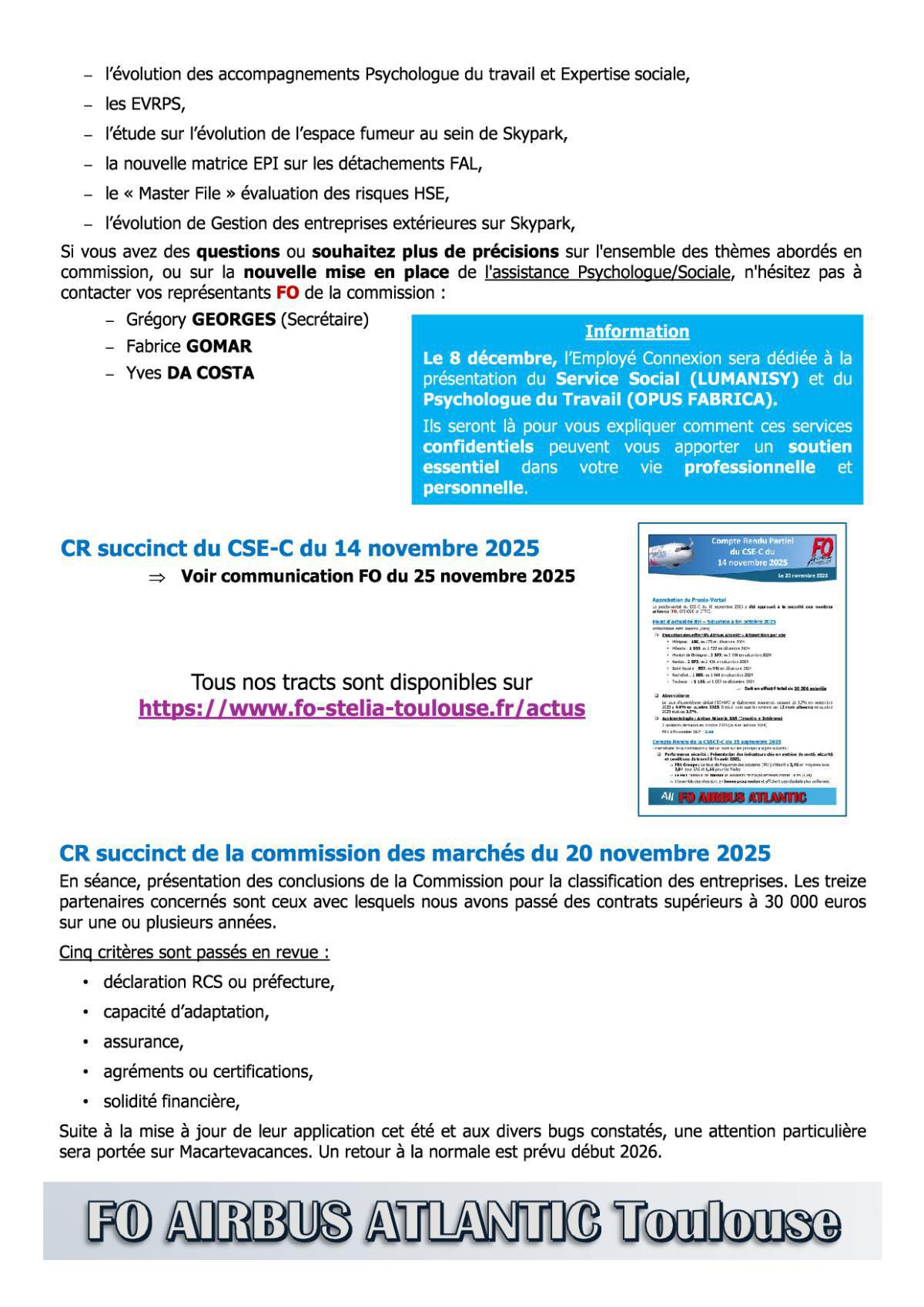 Flash Info : Compte Rendu Partiel du CSE-E du 27 novembre 2025