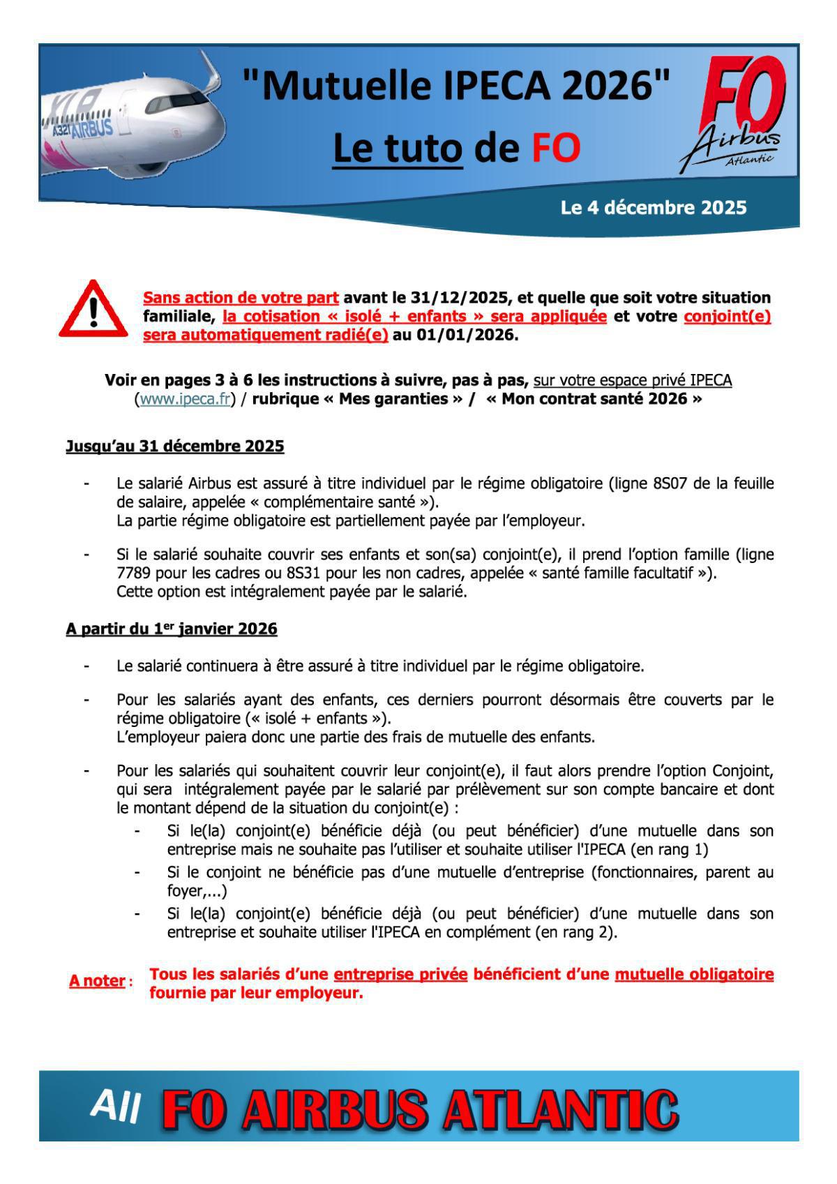 Mutuelle IPECA 2026 : Le Tuto de FO (action à faire avant le 31/12/2025)