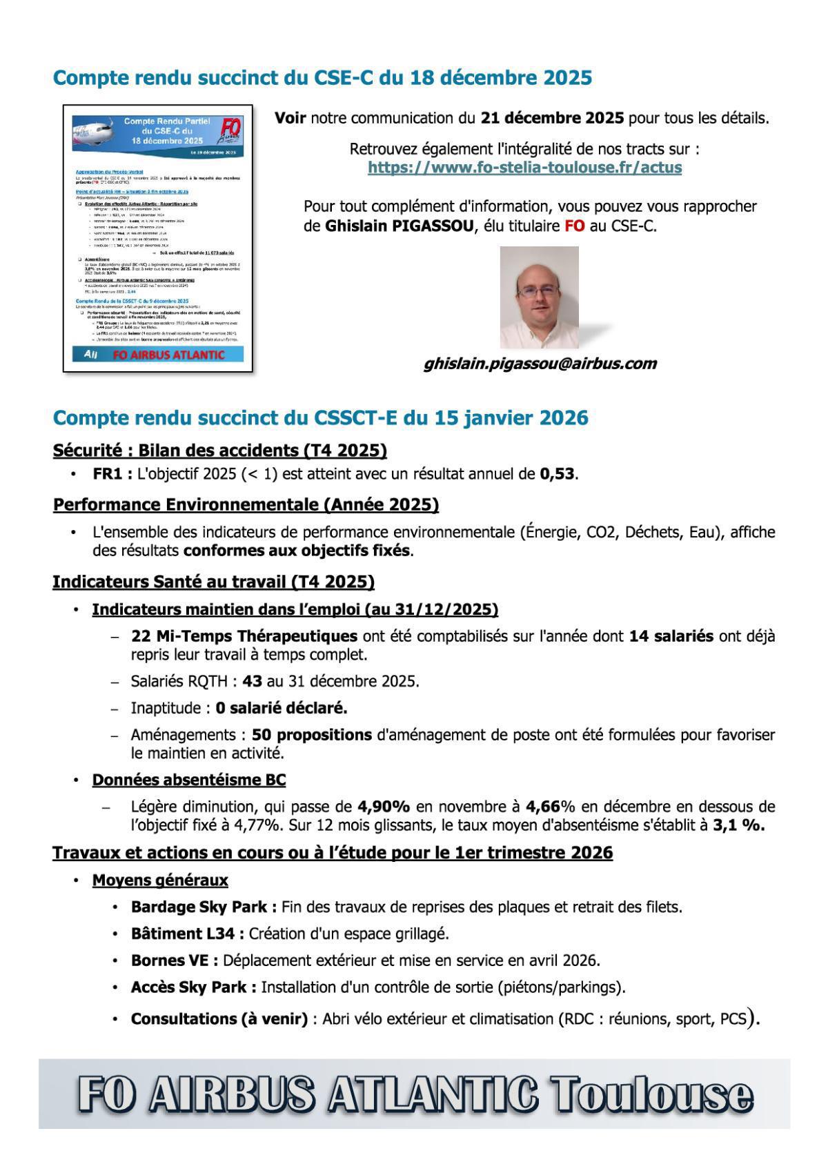 Flash Info : Compte Rendu Partiel du CSE-E du 29 janvier 2026