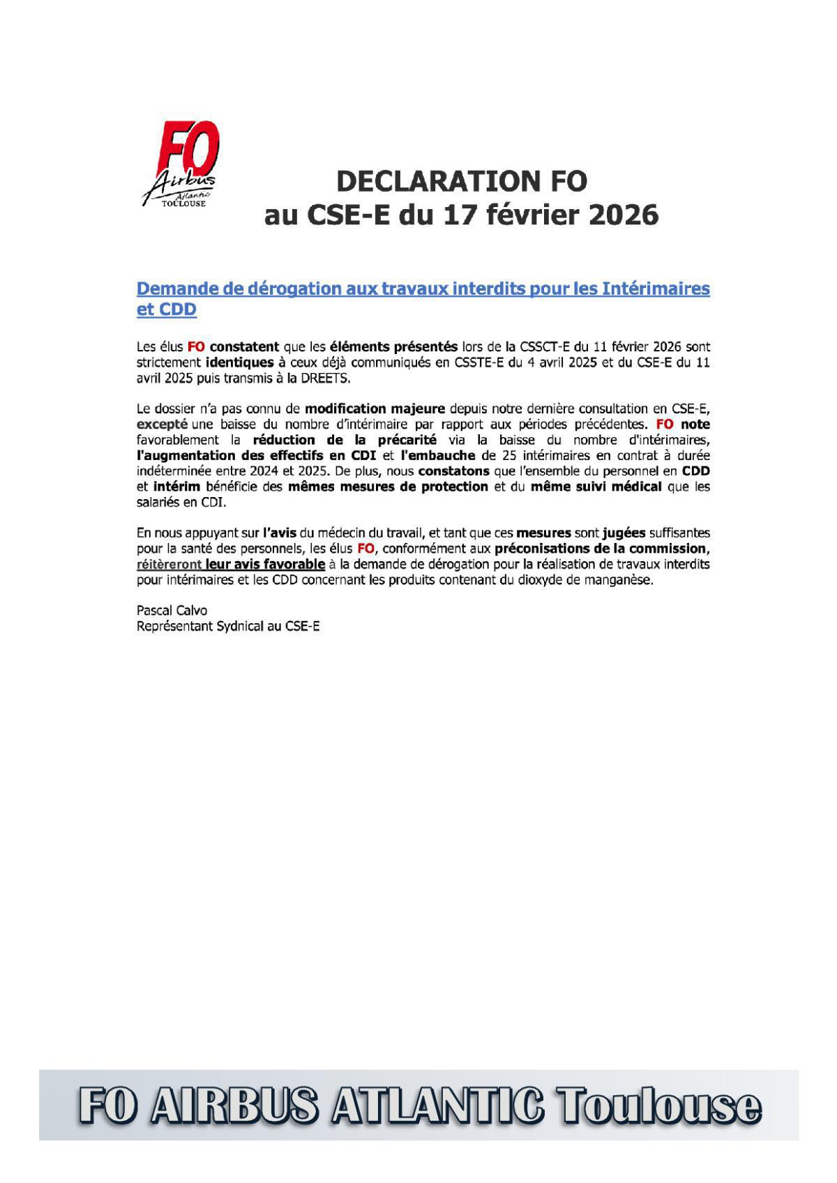 Flash Info : Compte Rendu Partiel du CSE-E Extraordinaire du 17 février 2026
