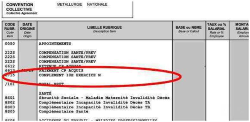 Comprendre ton bulletin de salaire « Complément 10E exercice N »