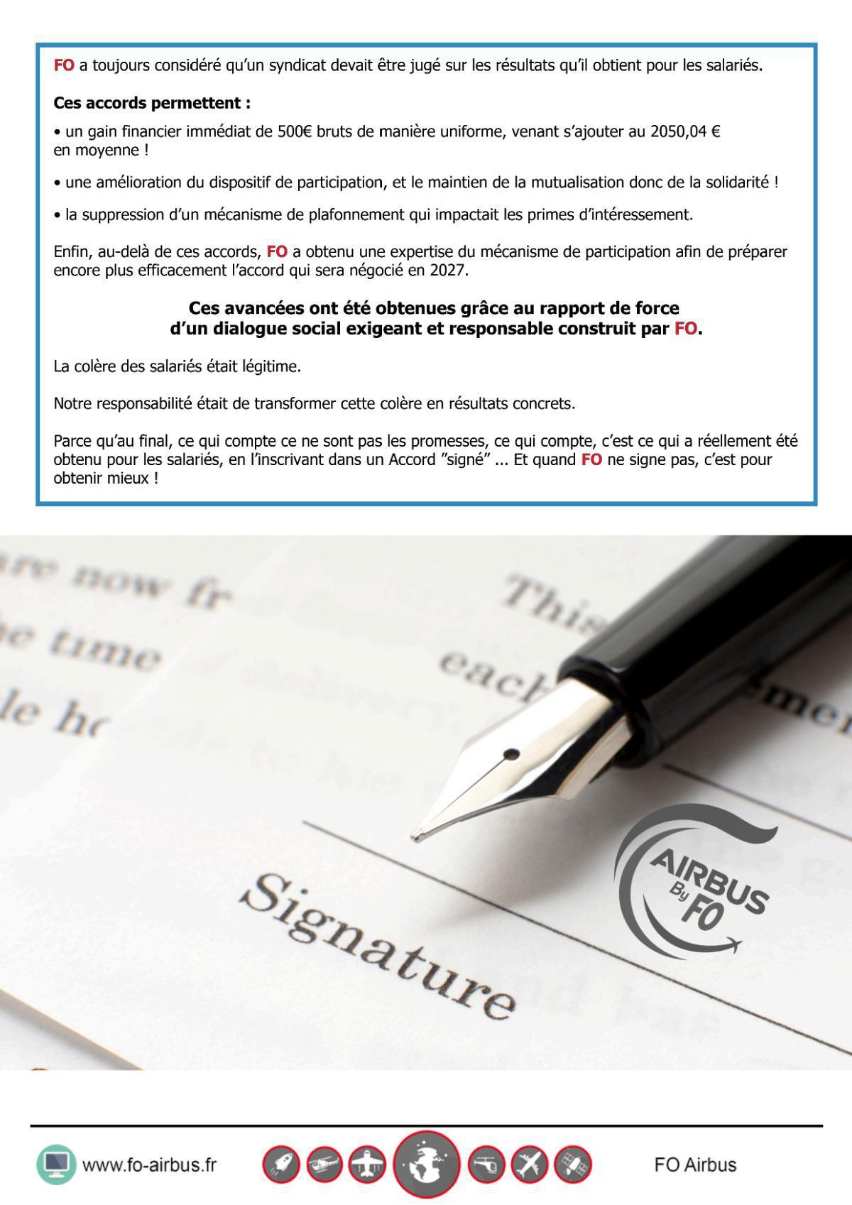 FO signe les 3 accords : de Participation, de Plafonnement et du Supplément Exceptionnel de Participation