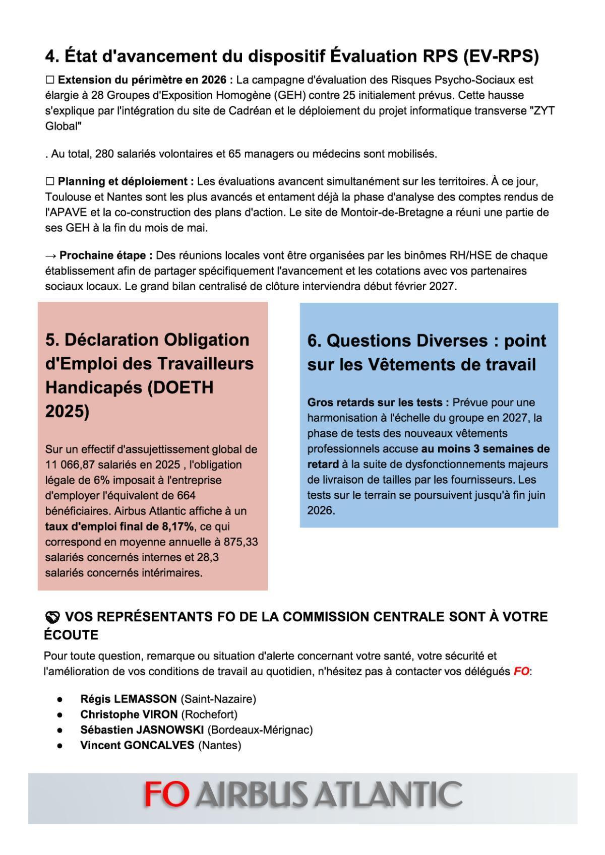 Flash Info : Compte Rendu Partiel du CSSCT-C du 2 juin 2026