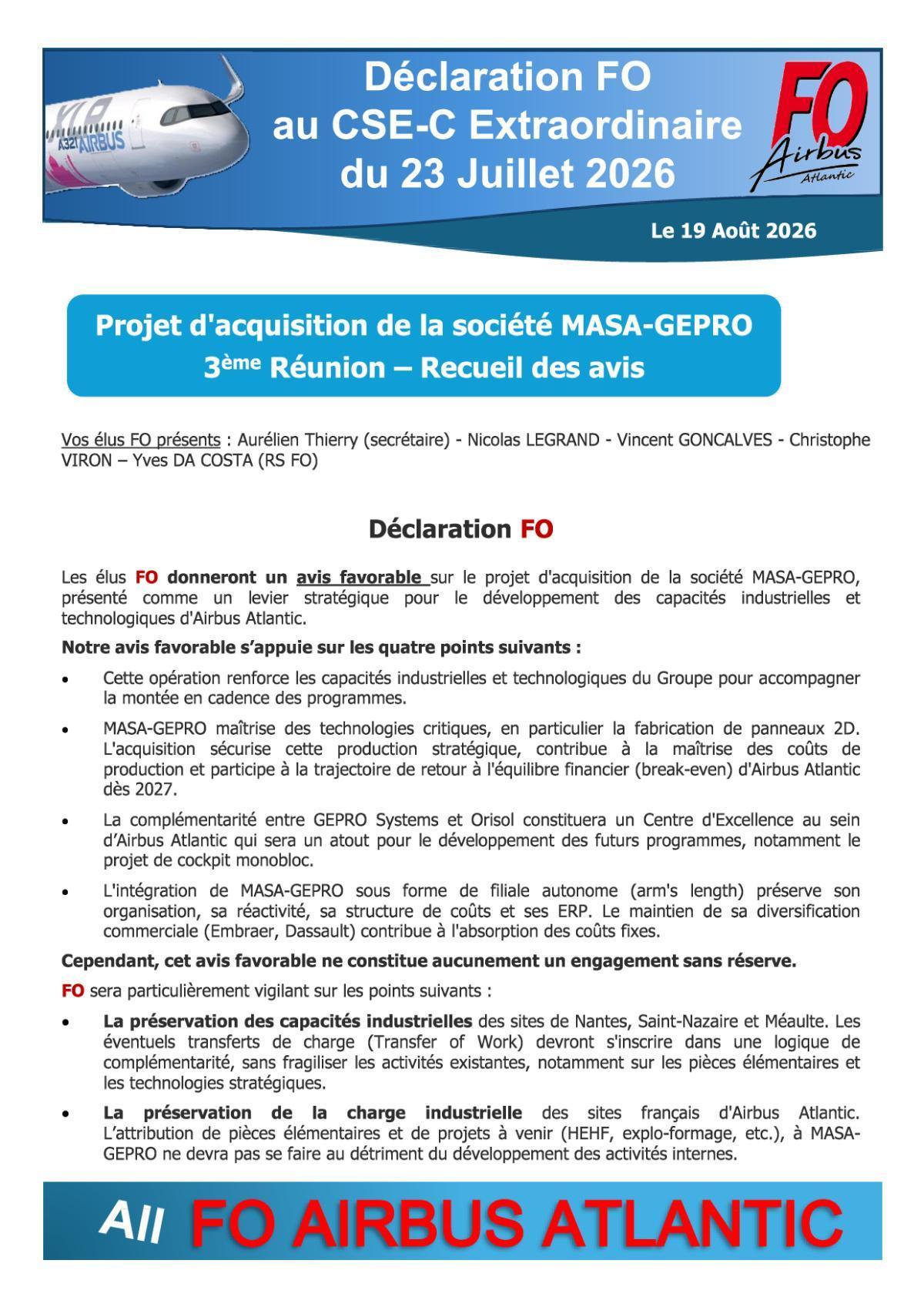 Flash Info : CR Partiel du CSE-C Extraordinaire du 23 juillet 2026