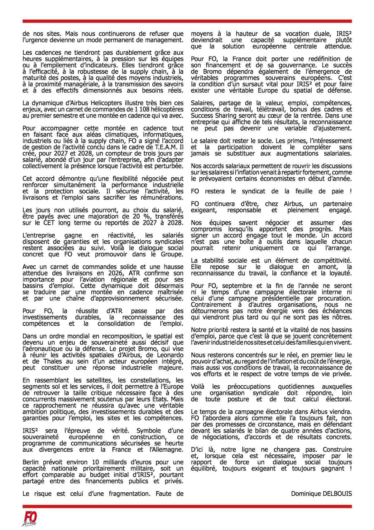 Edito : Coordinateur FO Airbus Group - Dominique Delbouis 