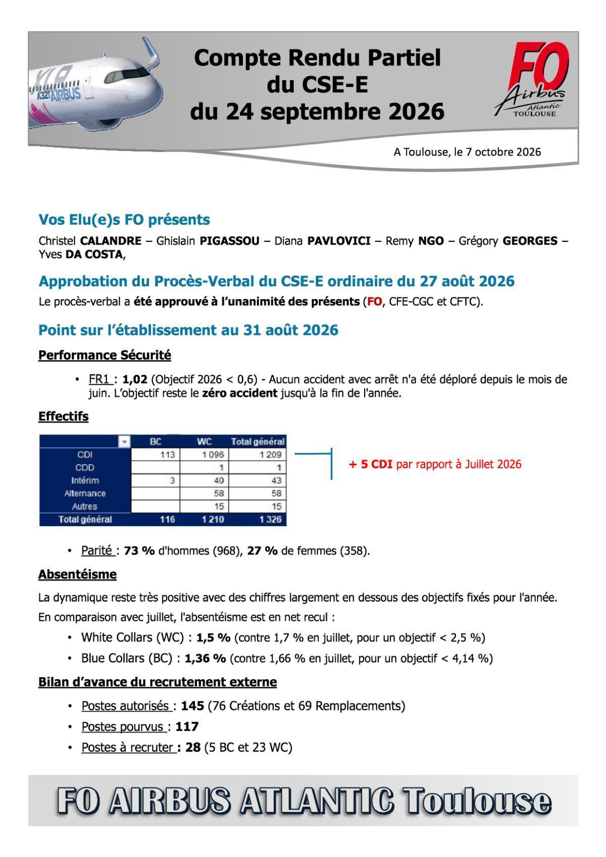 Flash Info : Compte Rendu Partiel du CSE-E du 24 septembre 2026