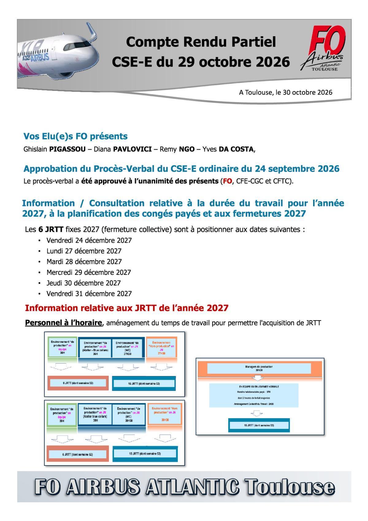 Flash Info : Compte Rendu Partiel du CSE-E du 29 octobre 2026