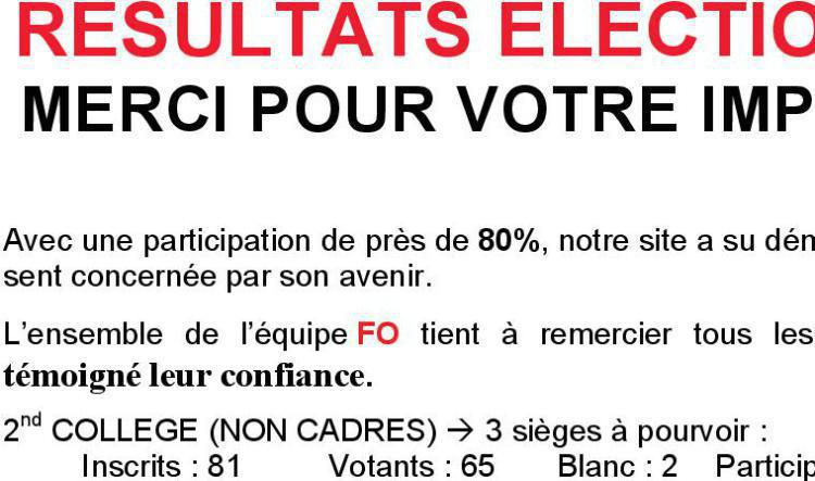 Remerciements elections CSE novembre 2019