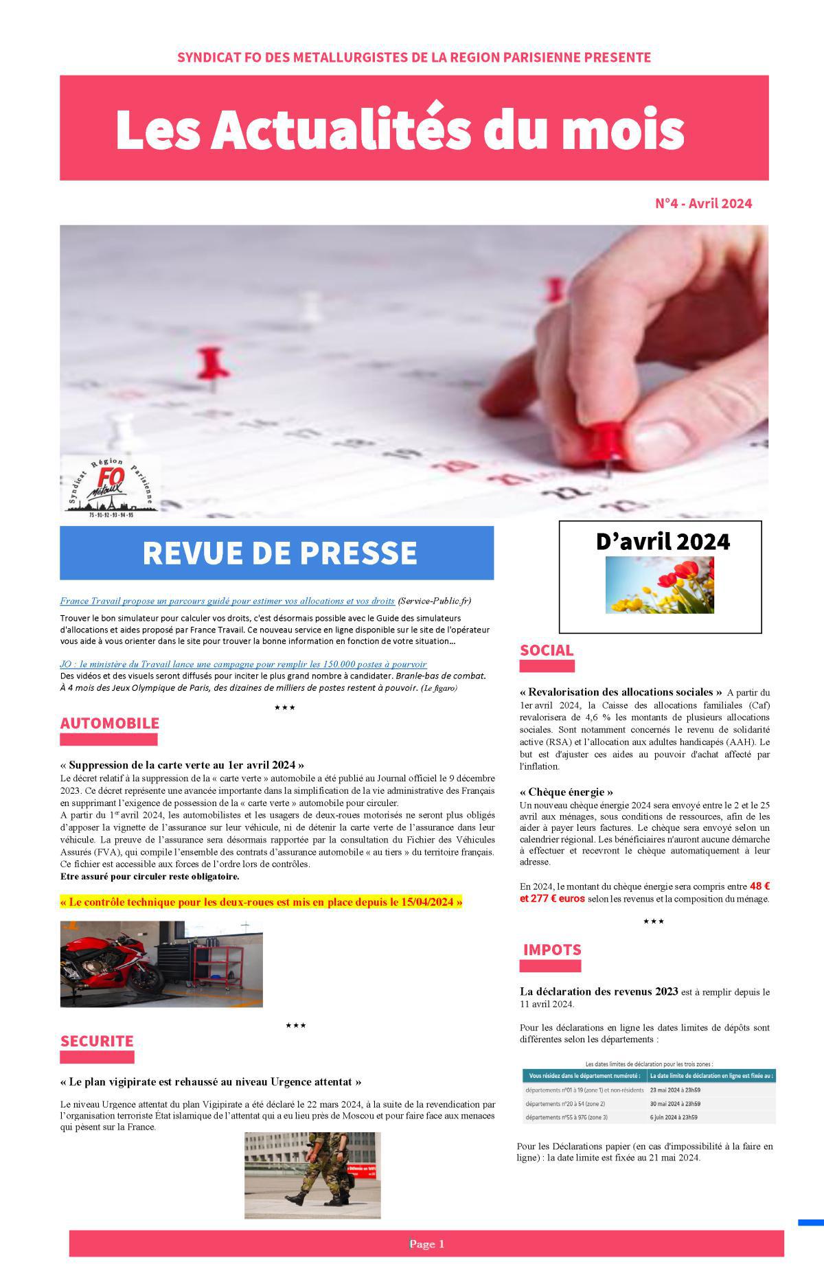 Revue de Presse Avril 2024