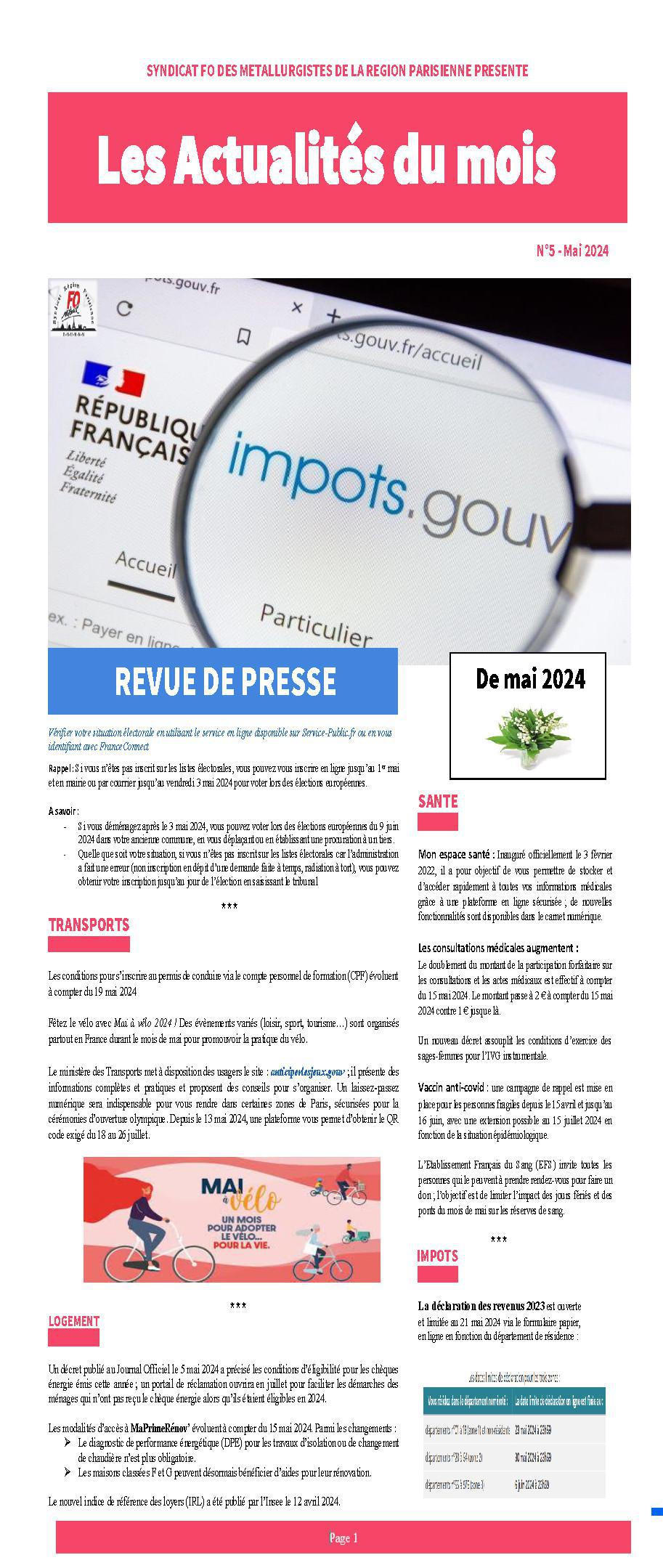 La revue de presse de mai 2024!