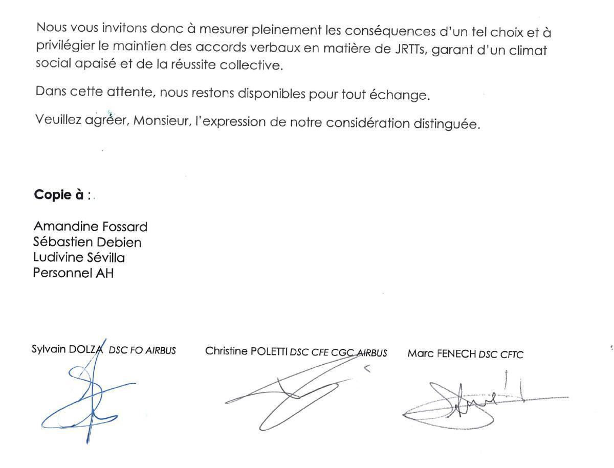 Courrier commun des OSR : alerte sur les JRTTs