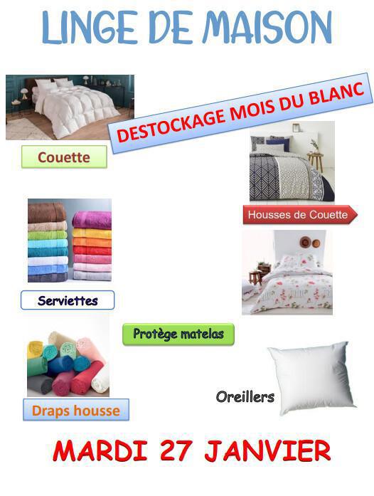 Expo-vente linge de maison.