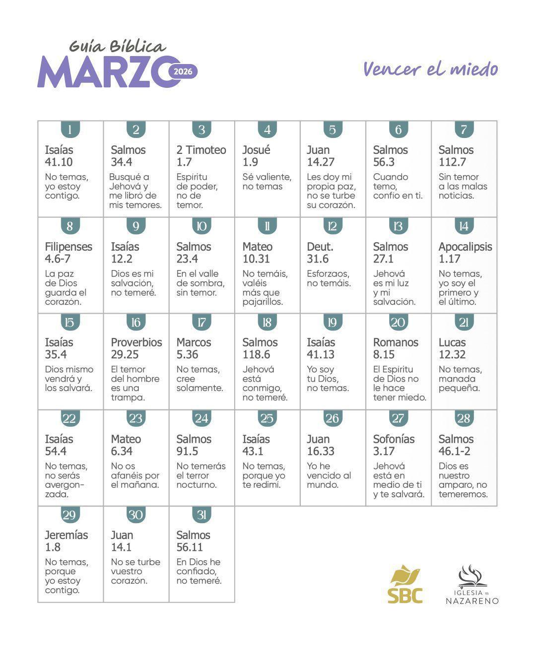 Guía Bíblica Marzo 2026