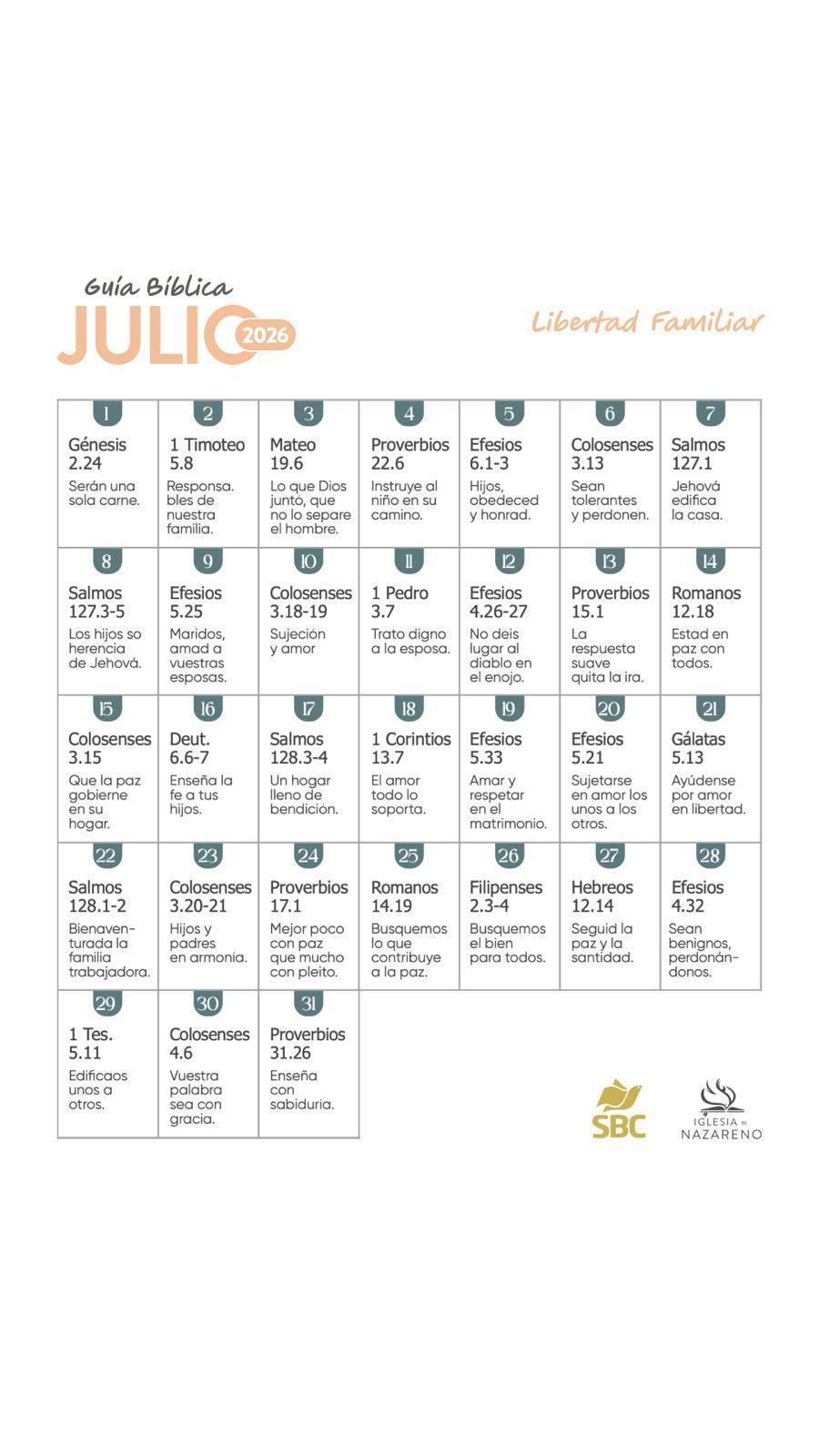 Guía Bíblica Julio 2026 Guía Bíblica Julio 2026