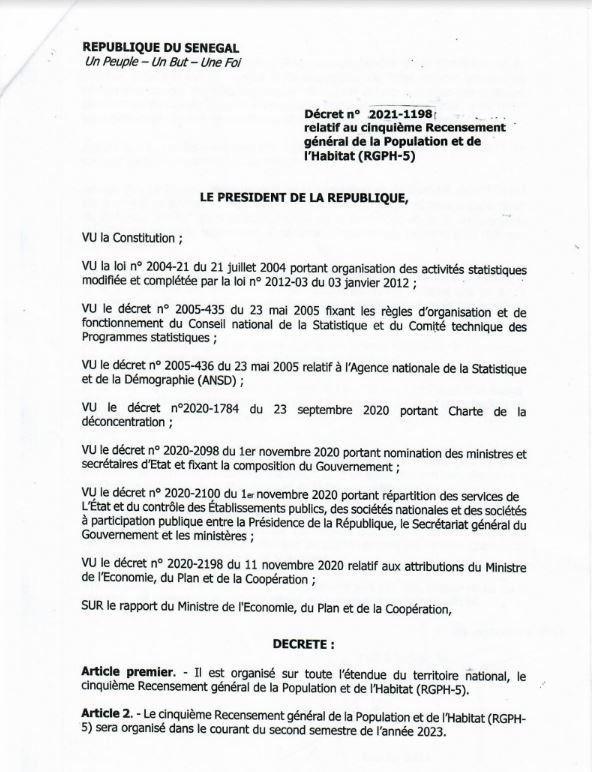 Population et habitat : Macky décrète le cinquième recensement général