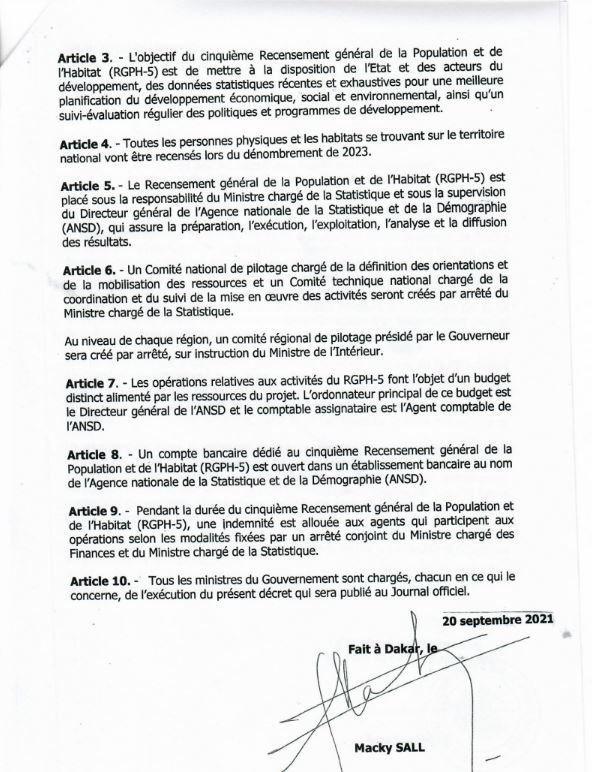 Population et habitat : Macky décrète le cinquième recensement général