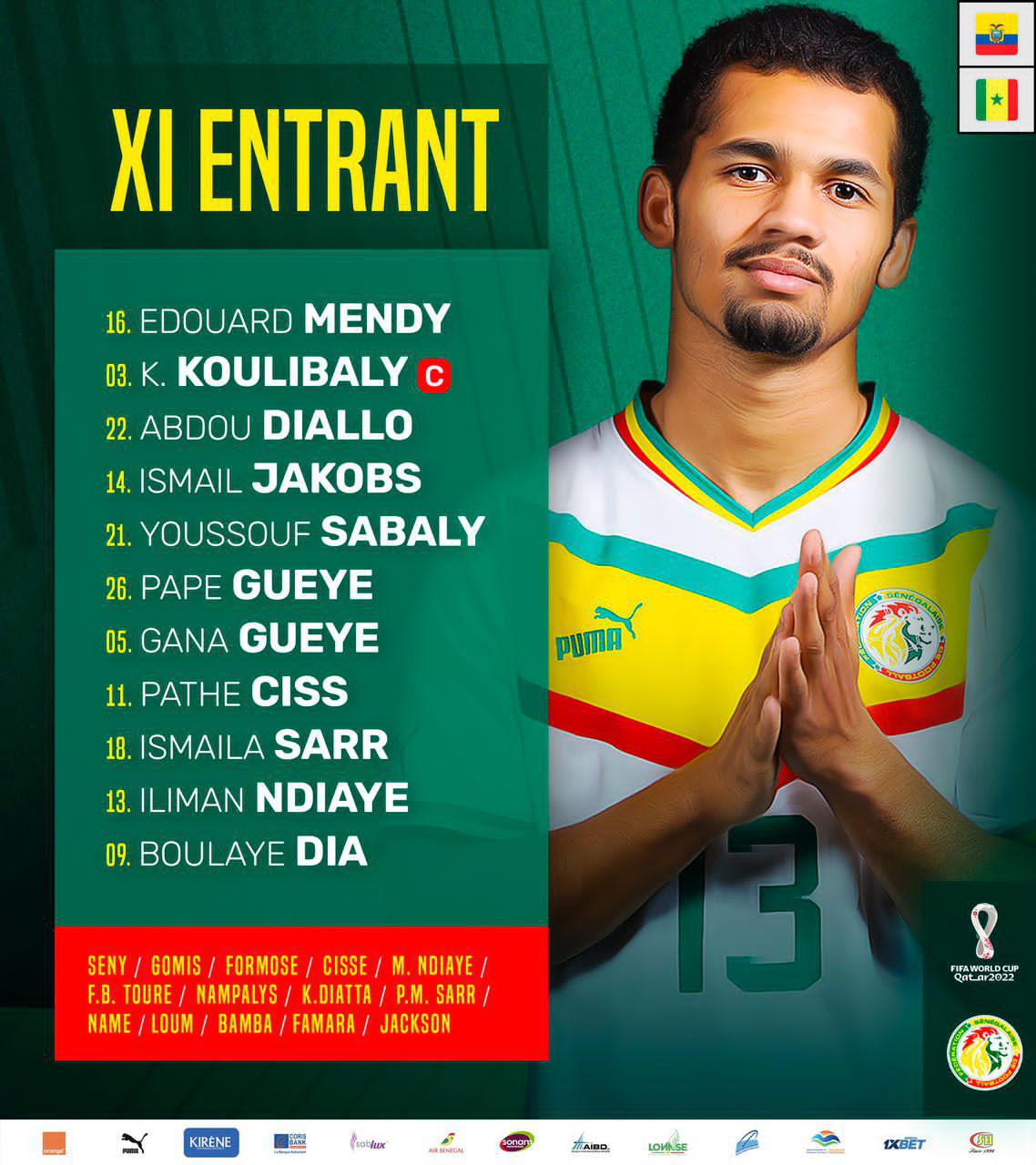 CdM : Equateur-Sénégal, les compos