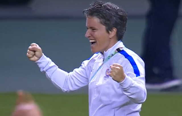 La joie de Sonia Haziraj au coup de sifflet final (capture Canal + Sport)
