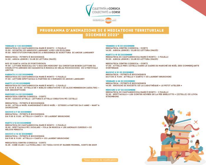U mese di dicembre indè u retale d'animazione di e mediateche territuriale