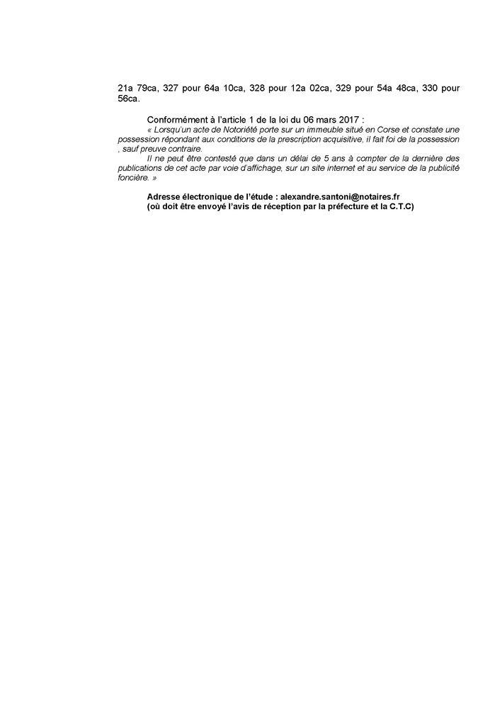 Avis de création de titre de propriété - Commune d'A Munacia d'Auddè et Pianottuli è Caldareddu (Pumonti)