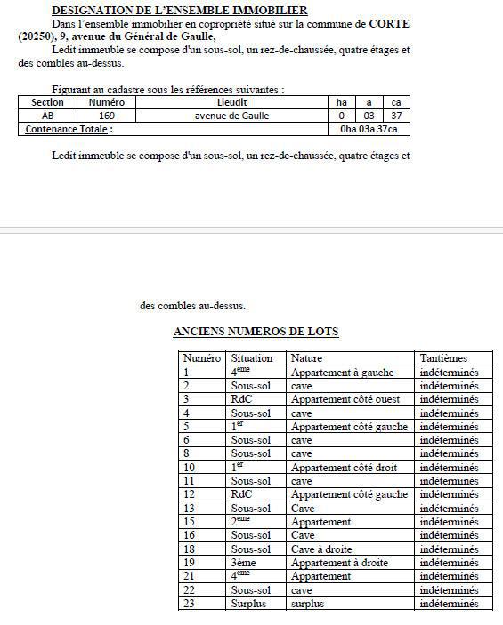 Avis de création de titre de propriété - Commune de Corti (Cismonte)