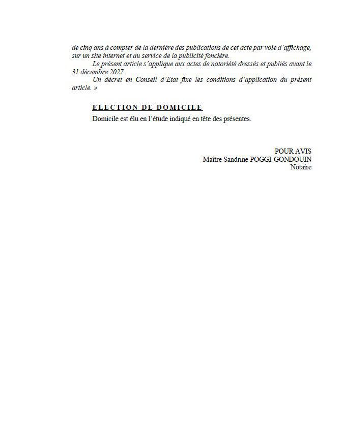 Avis de création de titre de propriété - Commune de Serra di Fiumorbu (Cismonte)