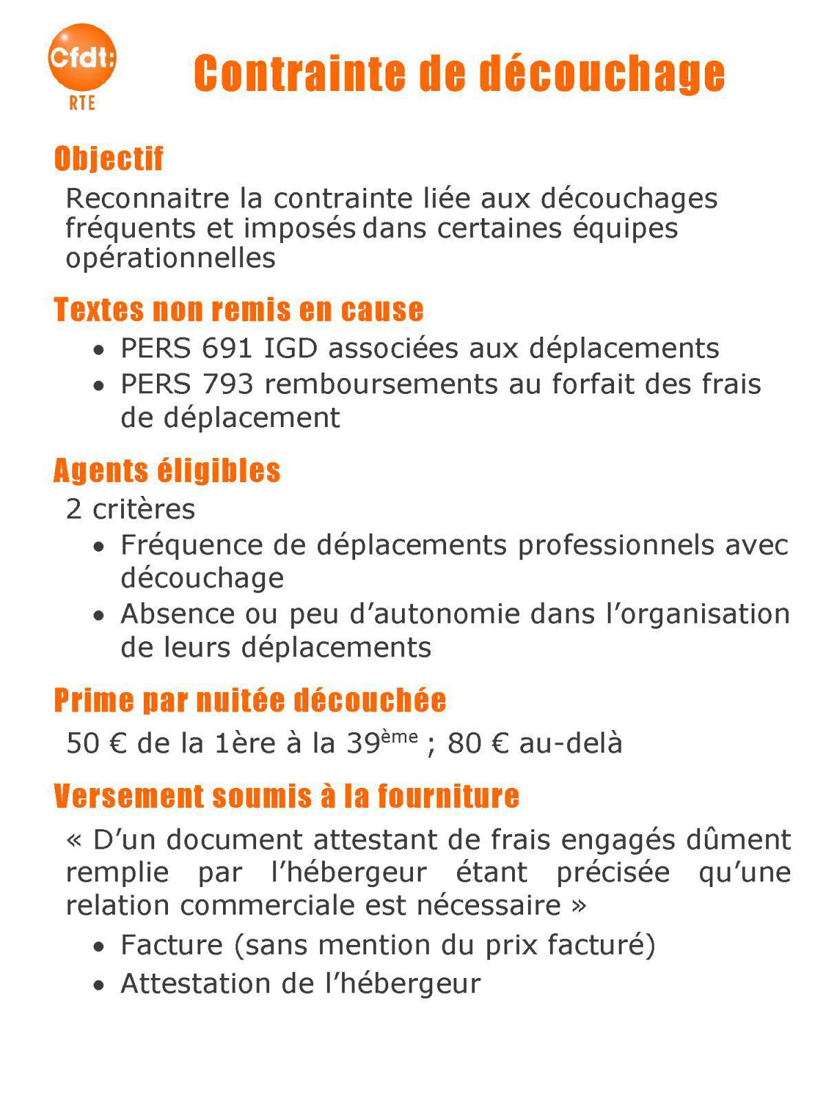 Accord contrainte de découchage