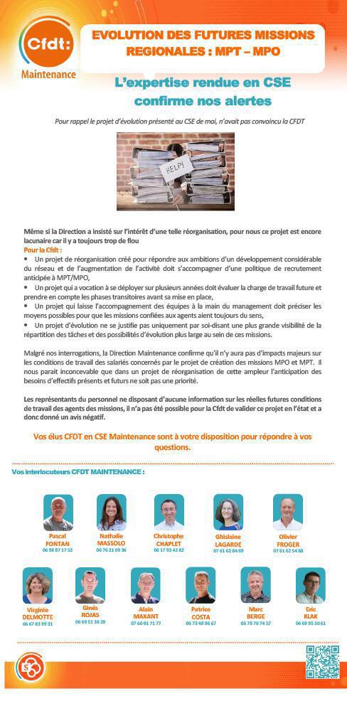 CSE Maintenance du 23 mai 2024 : l’évolution des missions régionales