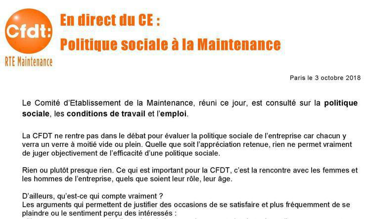 FLASH INFO CE Maintenance Bilan social 2017