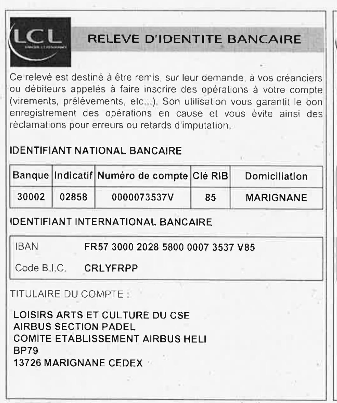 Changement de RIB.