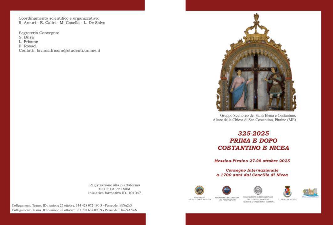325-2025 prima e dopo Costantino e Nicea - Convegno Internazionale a 1.700 anni dal Concilio di Nicea (dalle ore 9.00)