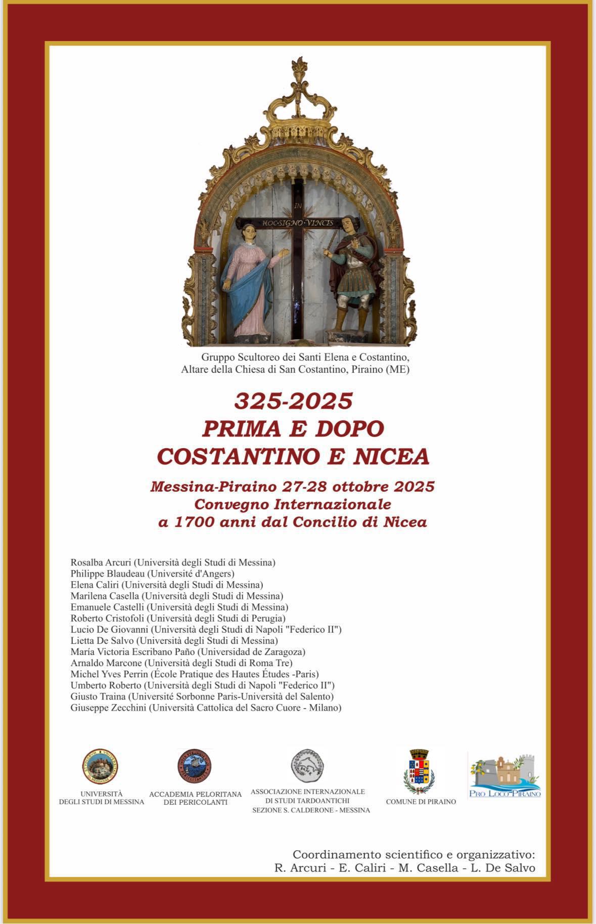 325-2025 prima e dopo Costantino e Nicea - Convegno Internazionale a 1.700 anni dal Concilio di Nicea (dalle ore 9.00)