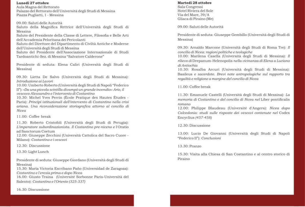 325-2025 prima e dopo Costantino e Nicea - Convegno Internazionale a 1.700 anni dal Concilio di Nicea (dalle ore 9.00)