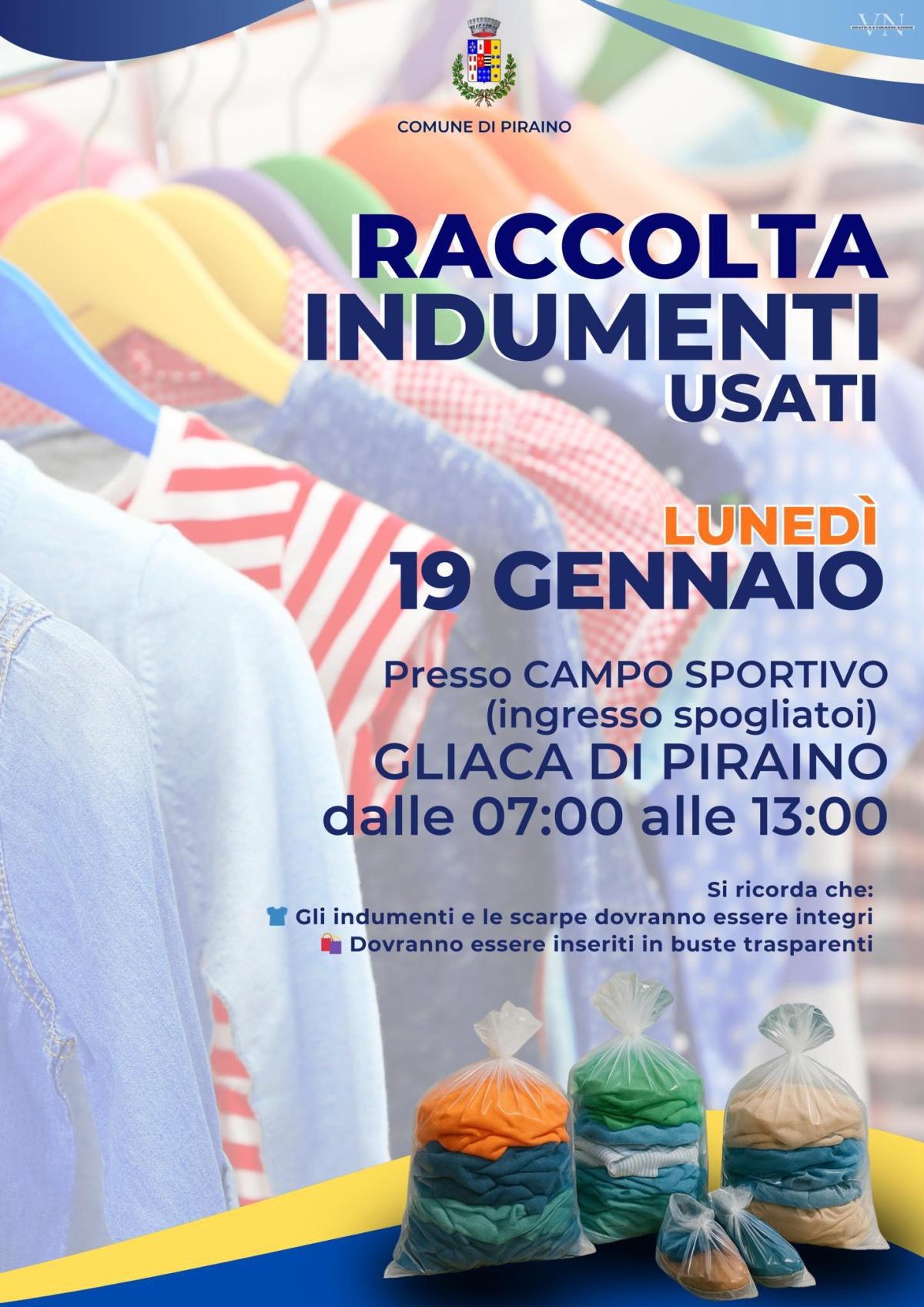 Raccolta Indumenti Usati (Dalle 07:00 alle 13:00)