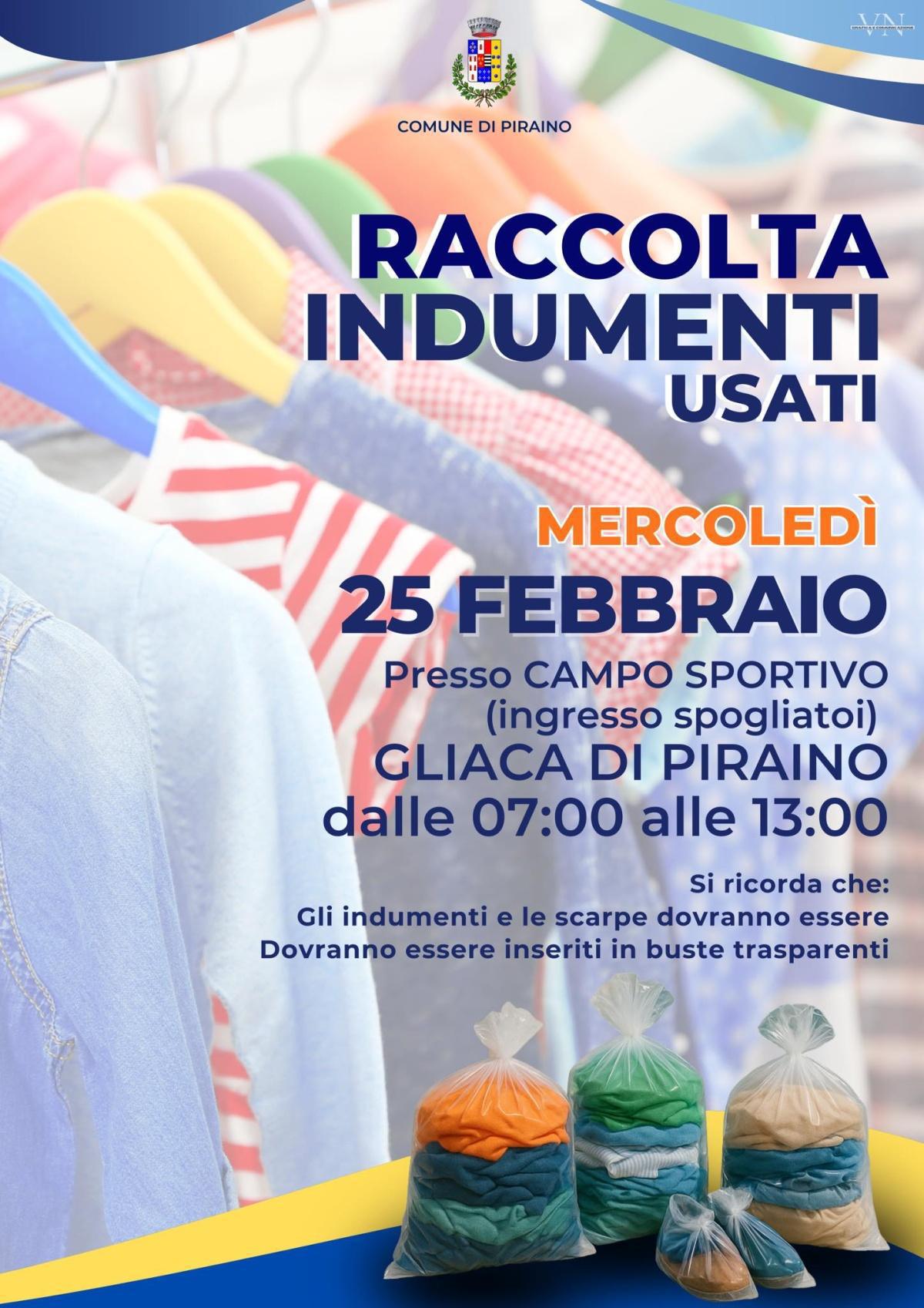 Raccolta Indumenti Usati (Dalle 07:00 alle 13:00)